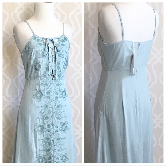 Dusty Blue Sleeveless Slit Maxi Dress - Picture 7 of 8